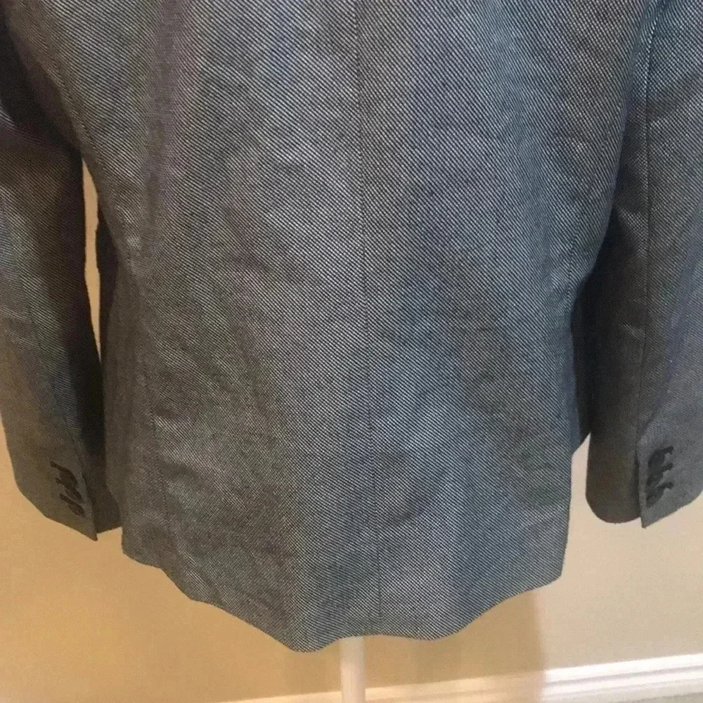 Liz Claiborne Gray & Black Single Button Blazer with Functional Pockets-Size L